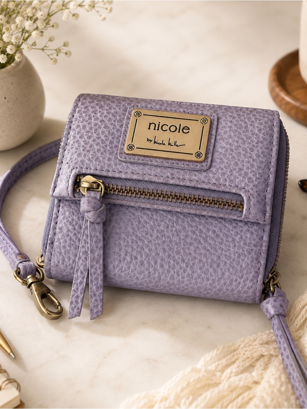 Nicole by Nicole Miller Light Purple Pebbled Wristlet Wallet
